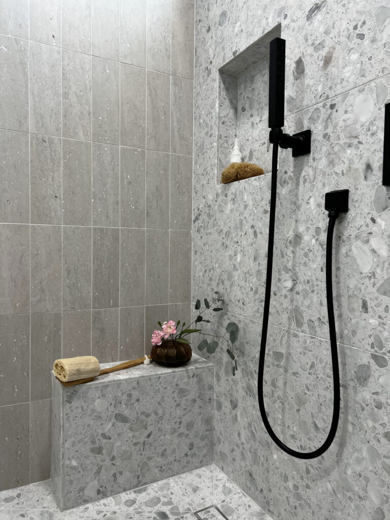 Shower Details - Shower bench and fixtures